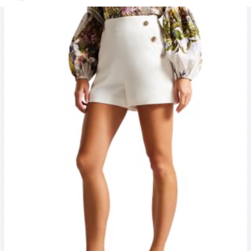 NWT Ted Baker London Llaylas High Waisted Twill Shorts White Size 1